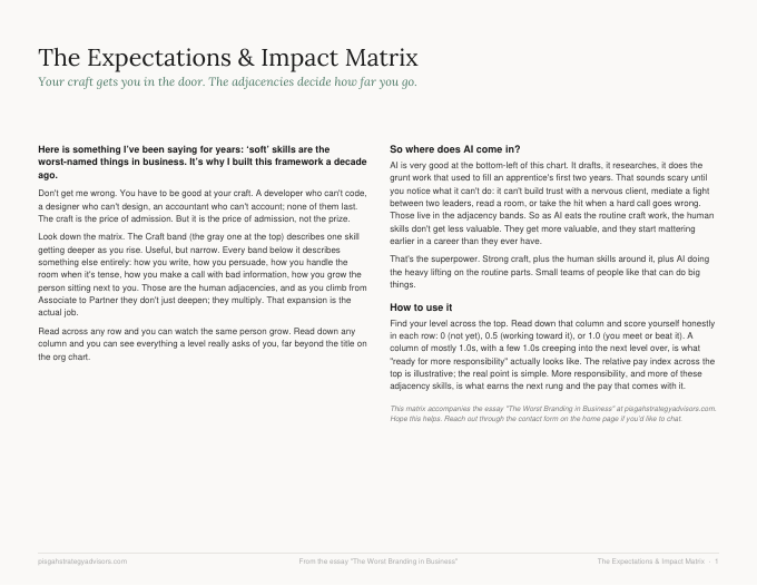 Cover page of the Expectations & Impact Matrix PDF